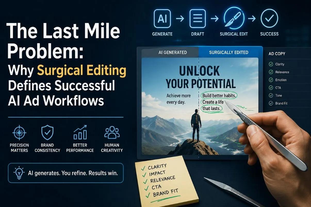The Last Mile Problem: Why Surgical Editing Defines Successful AI Ad Workflows cover picture