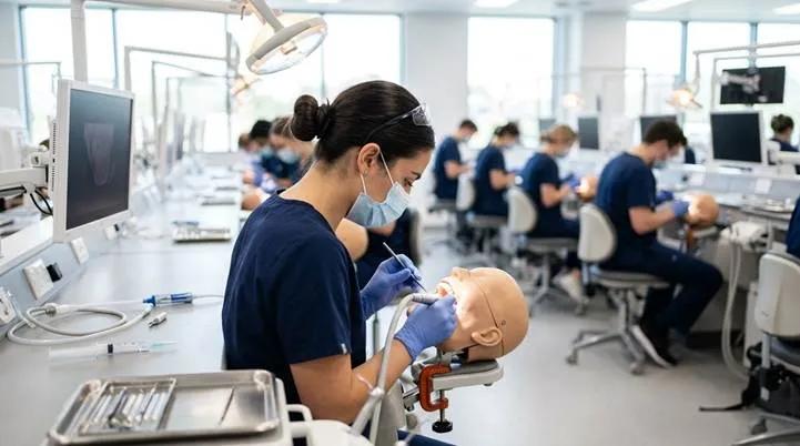 Dental students in training