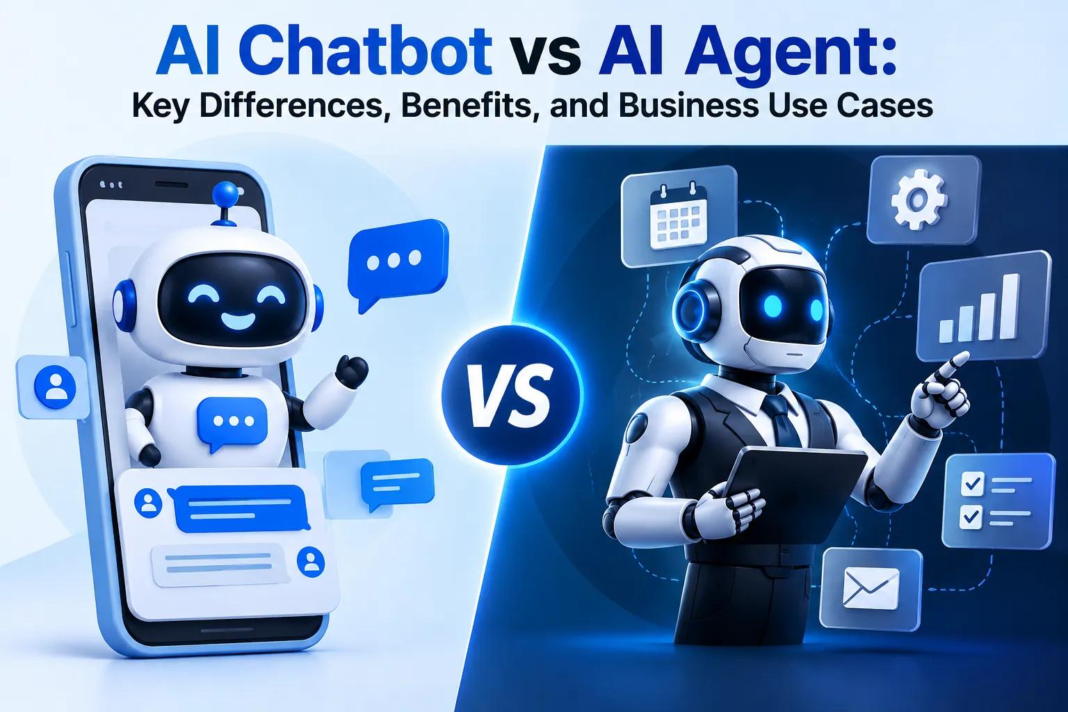 AI Chatbot vs AI Agent: Key Differences, Benefits, and Business Use Cases cover picture