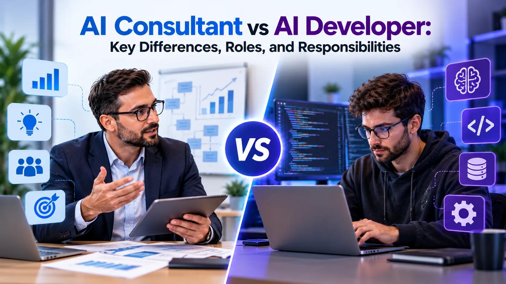 AI Consultant vs Developer: Key Differences, Roles, and Responsibilities cover picture