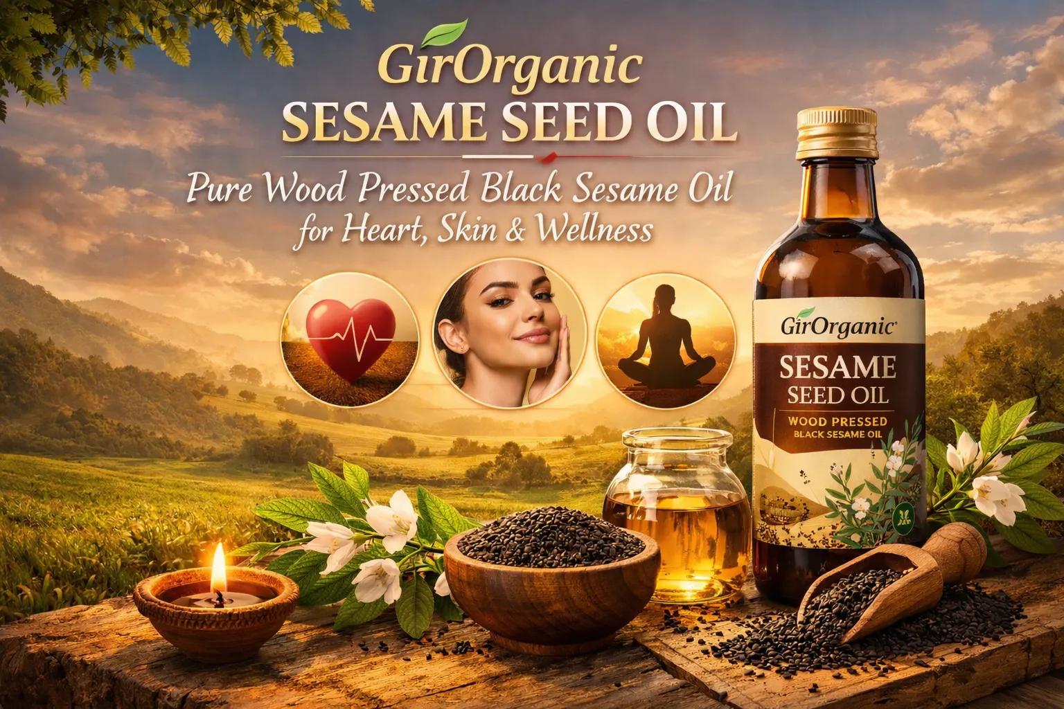 GirOrganic Sesame Seed Oil | Pure Wood Pressed Black Sesame Oil for Heart, Skin & Wellness cover picture