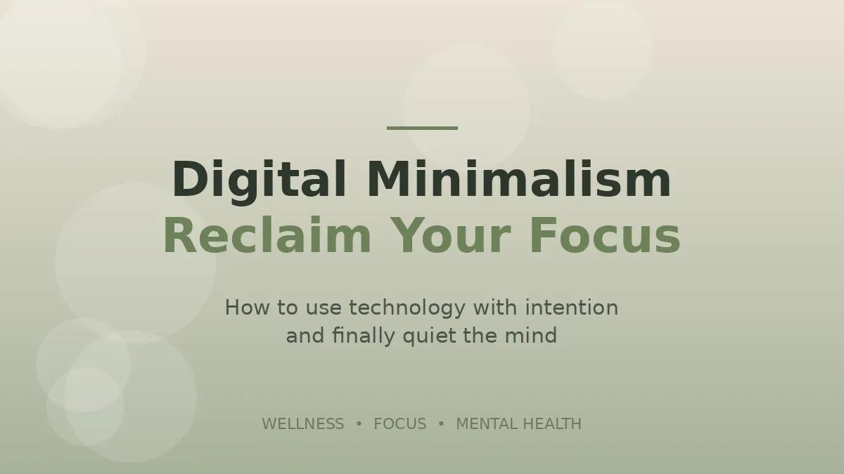 Digital Minimalism: How to Reclaim Focus Without Quitting Tech cover picture
