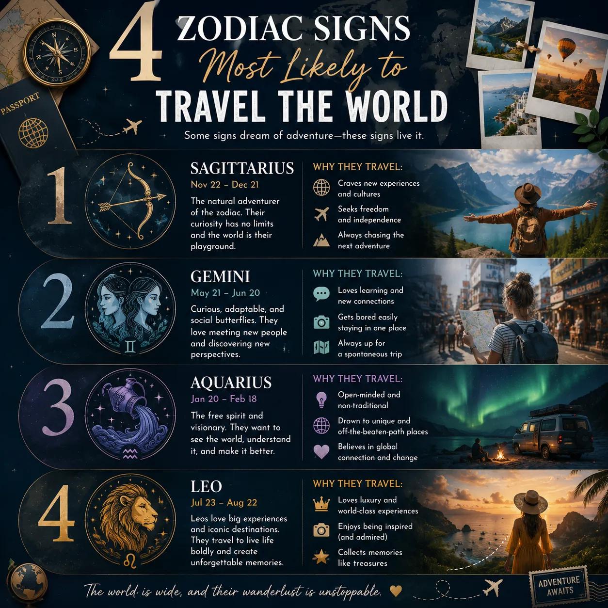 4 Zodiac Signs Most Likely to Travel the World cover picture