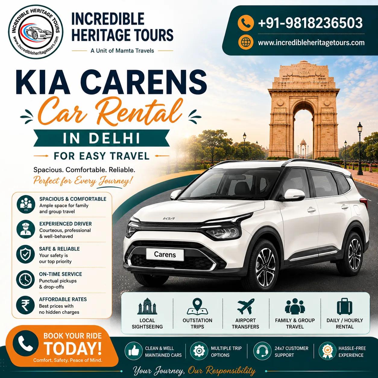 Kia Carens Car Rental in Delhi for Easy Travel cover picture