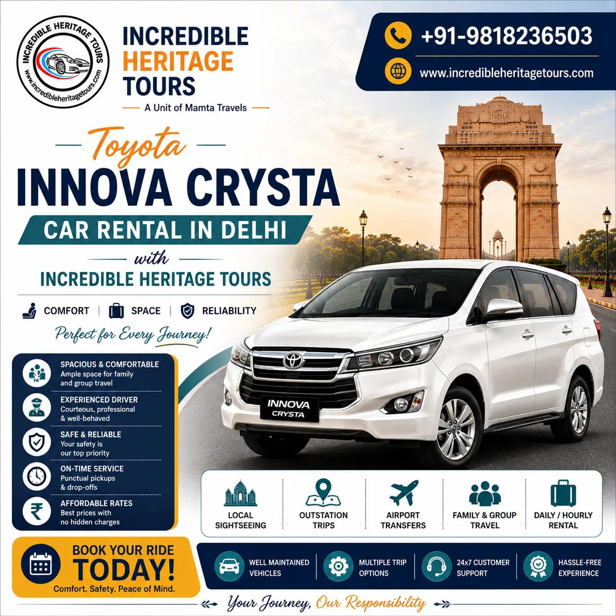 Toyota Innova Crysta Car Rental in Delhi cover picture