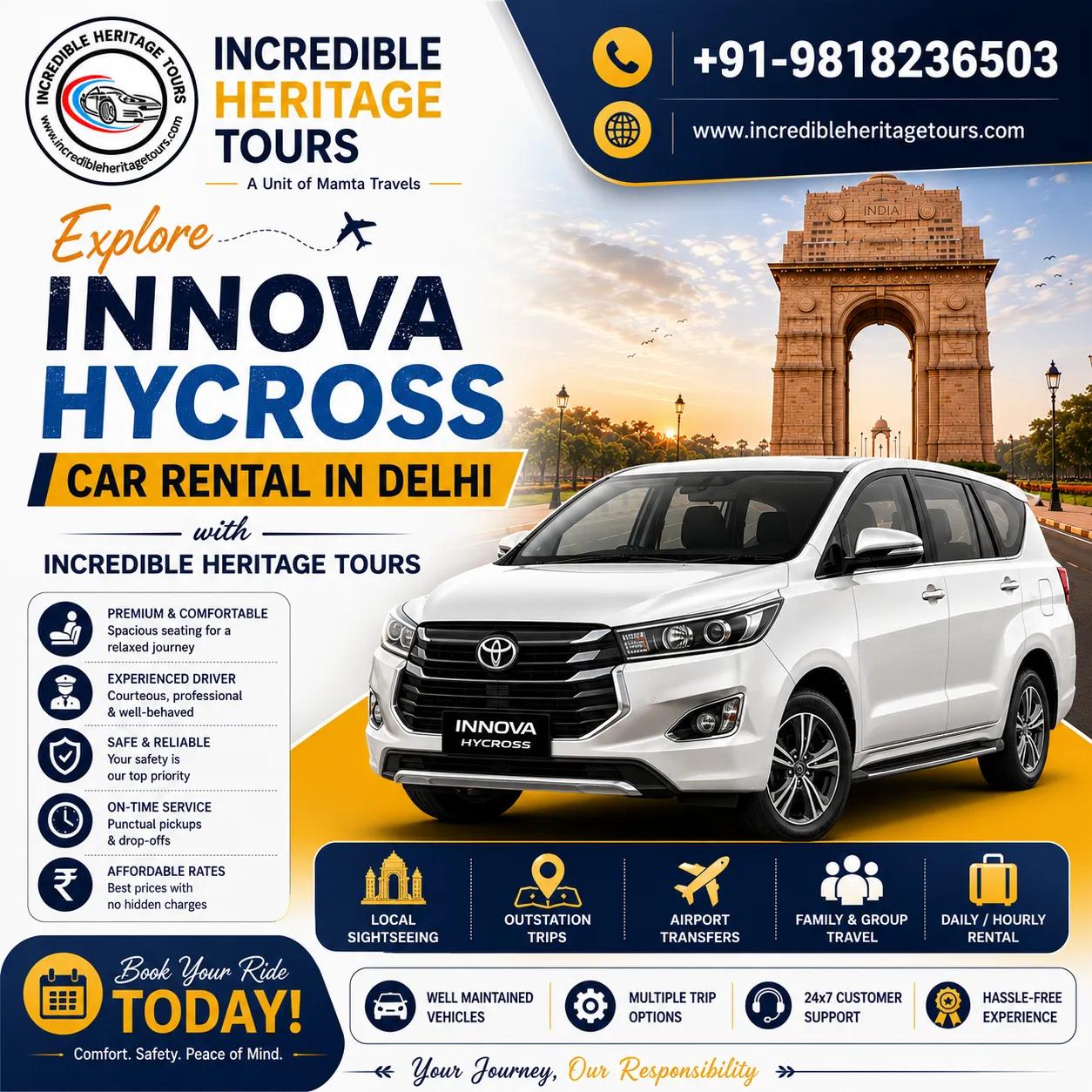 Innova Hycross Car Rental in Delhi for Luxury Travel cover picture