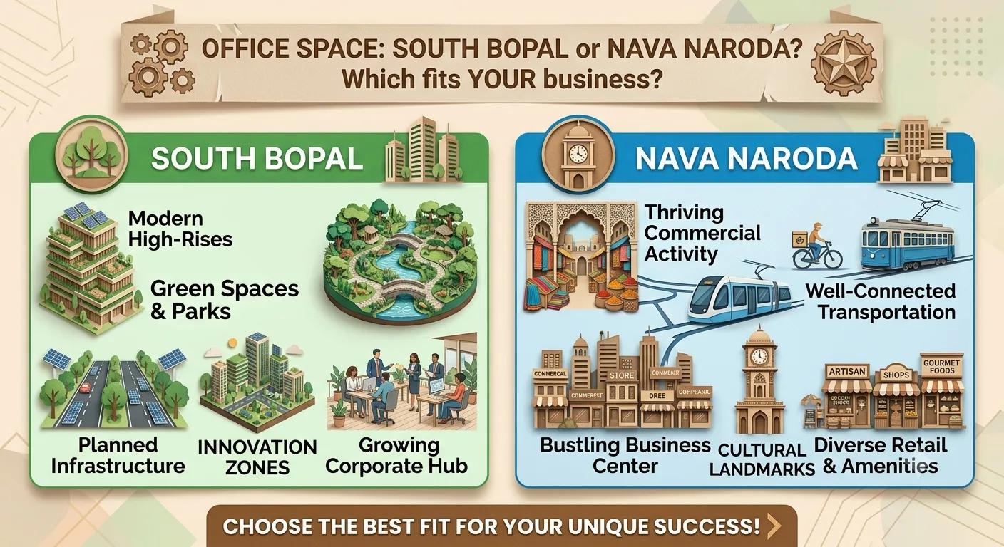 Looking for an Office in Ahmedabad?
Compare South Bopal and Nava Naroda cover picture