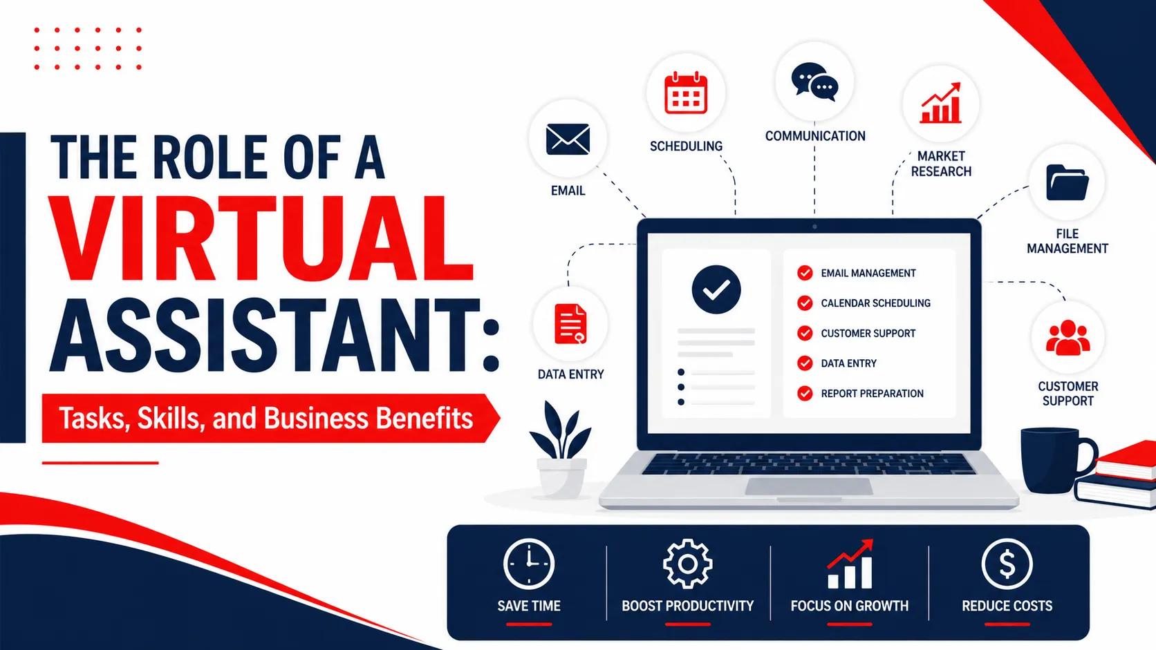 The Role of a Virtual Assistant: Tasks, Skills, and Business Benefits cover picture