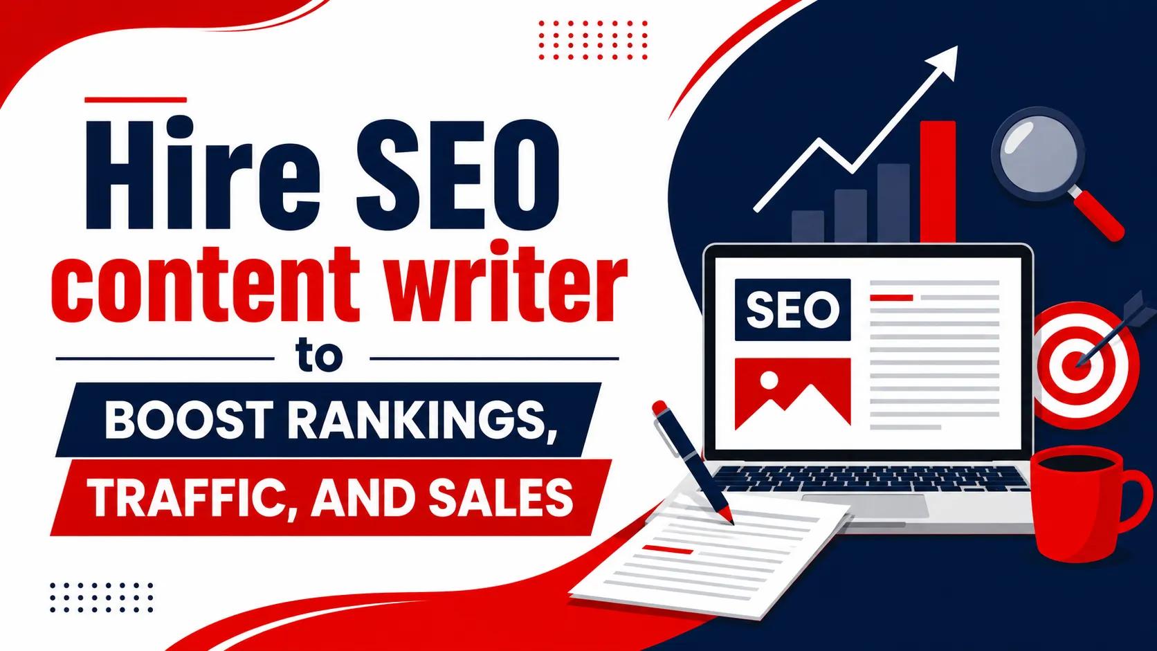 Hire SEO content writer to boost rankings, traffic, and sales cover picture