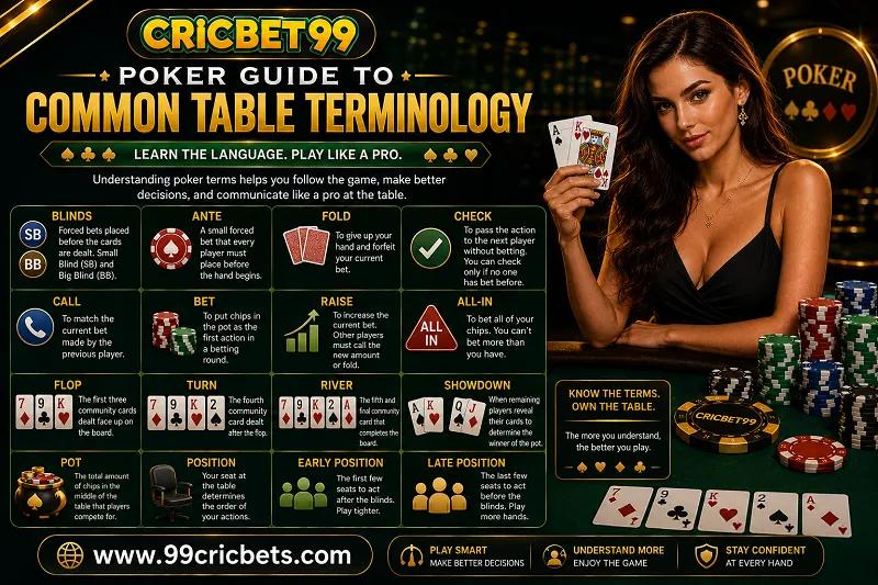 Cricbet99 Poker Guide to Common Table Terminology cover picture