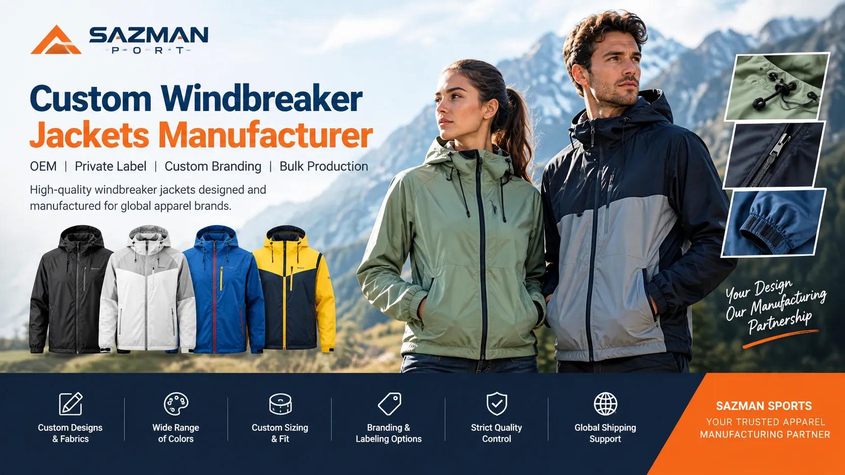 Custom Windbreaker Jackets Manufacturer - Sazman Sports cover picture