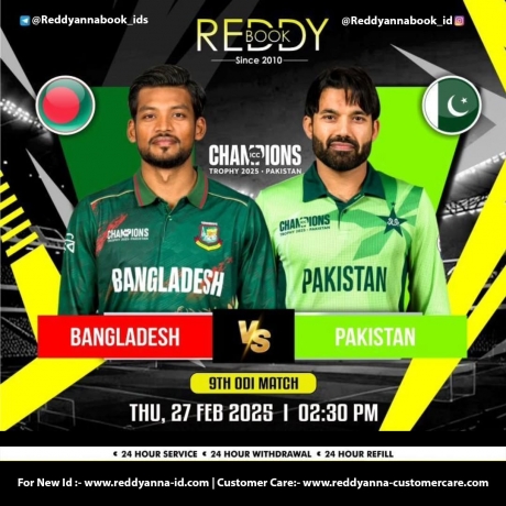 Pakistan vs Bangladesh ODI: What to Expect from the ICC Champions Trophy Clash in Rawalpindi watch with Reddy Book Id.
