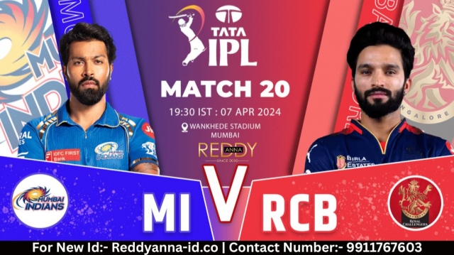 Thrilling Showdown with Reddy Anna Book ID: MI vs RCB in the 20th IPL Match of 2025 at Wankhede Stadium