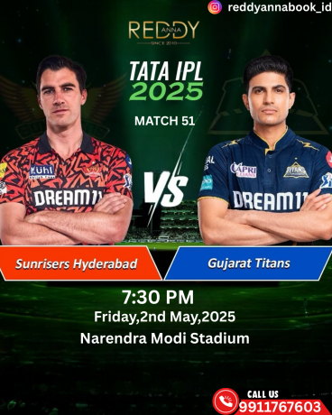 Get Ready for Action: What to Expect from the Reddy Anna ID Upcoming IPL Clash Between Gujarat Titans and Sunrisers Hyderabad.