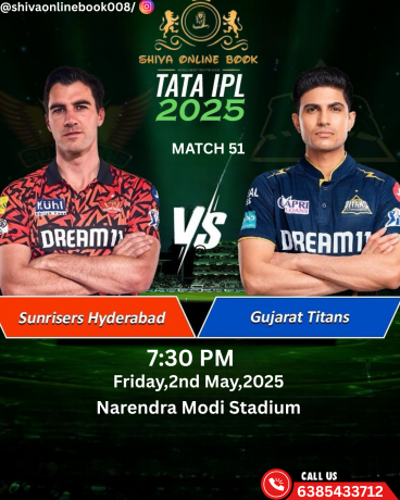 Join the Excitement of IPL 2025: Bet on Gujarat Titans vs Sunrisers Hyderabad with Shiva Online Book.