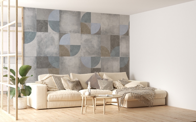 Geometric Pattern Cement Wall Mural