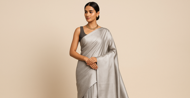 Styling a Silver Kanjeevaram Saree with Borderless Elegance