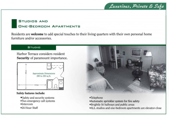Independent Senior Living with Studio Luxury Apartments at Harbor Terrace
