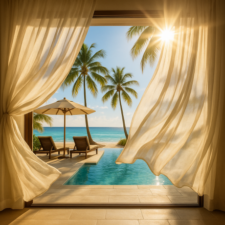 Bringing Resort Photos to Life: The Magic of Breezy Curtains and Sunbeams