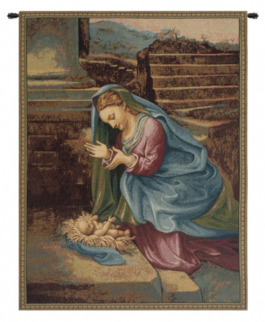 Madonna Adoring the Child European Wall Tapestry - Religious Wall Art