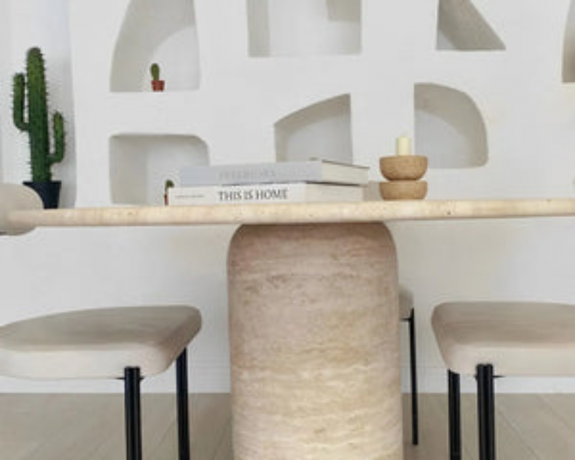 Elegant Cultheir Round Travertine Dining Table: Timeless Style for Your Home