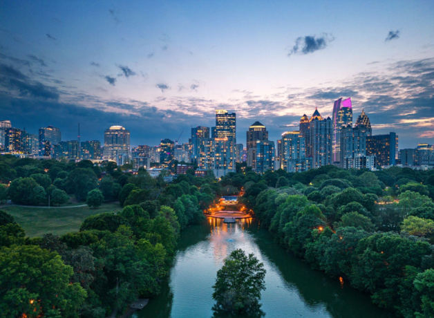 piedmont park and atlanta georgia skyline