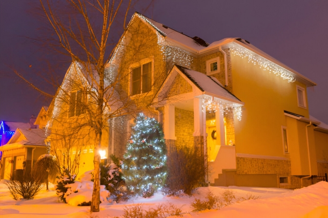 Winter suburban house