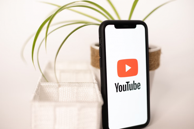 Youtube logo on a phone screen