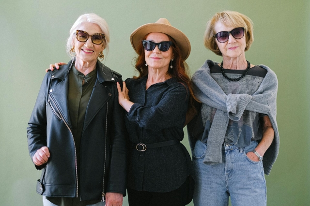 Stylish older women wearing sunglasses