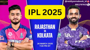 Get Reddy Book Id for the Clash: Rajasthan Royals vs Kolkata Knight Riders Live at Barsapara Stadium IN 2025. 