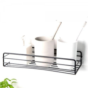 Metal Wall-Mounted Self-Adhesive Shelf for Bathroom Use