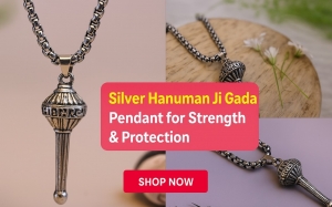 Silver Hanuman Ji Gada Pendant for Divine Protection