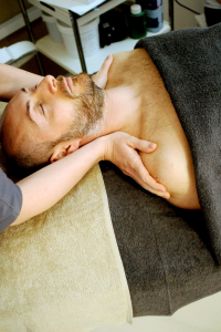 person during massage therapy 