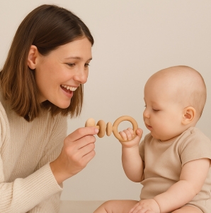 Interactive Wooden Rattle Toys for Parent-Baby Bonding Rituals