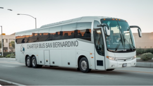 28-passenger bus rental San Bernardino with modern onboard amenities