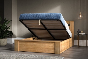 Sleep in Style: Discover Comfort with Fabric Ottoman and Oak Beds