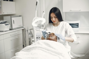 Women receiving a cosmetic treatment