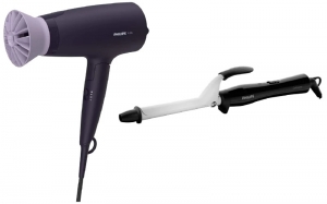From Straight to Stunning Curls—Get It All with Philips Hair Dryer BHD318-00 1600 Watts & BHB862-00 Hair Curler Black