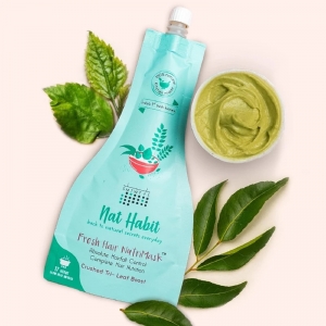 Stop Hairfall Naturally with the Power of Nat Habit Crushed Tri-Leaf Nutri Hair Mask For Hairfall 40 g