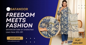 Freedom Meets Fashion - SAFANOOR Sale on Unstitched Lawn Now 20% Off!