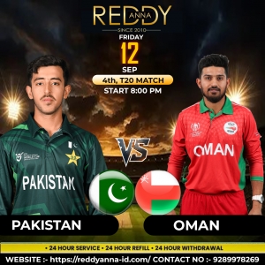 Reddy Book Pakistan vs Oman 4th T20 Match 12 Sep, 8:00 PM Dubai International Cricket Stadium.