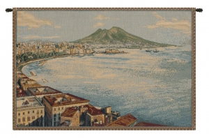 Gulf of Naples Tapestry: Italian Sea Landscape Woven Wall Hanging