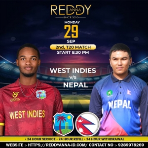 Reddy Anna ID, West Indies Clash with Nepal in Thrilling 2nd T20 at 8.30 PM in Sharjah Cricket Stadium,Sharjah.