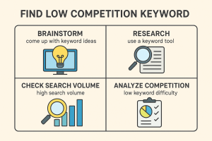 How can I find a low competition keyword for my website’s SEO?