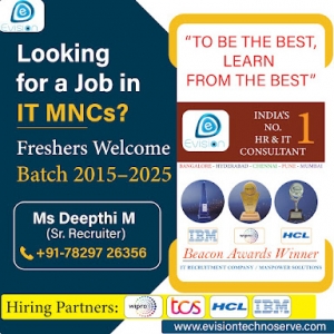 Wipro-HCL-IBM-Based Job Internship - 100% Job Guarantee - Evision Technoserve