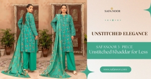 Unstitched Elegance: SAFANOOR 3- Piece Khaddar for Less