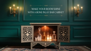 Make Your Room Shine with a Bone Inlay Bar Cabinet