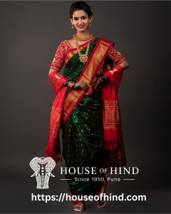 Bridal Elegance: Green Paithani Saree Magic at House of Hind