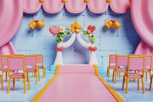 A vibrant and modern party hall setup featuring pastel decor, floral accents, and elegant seating – perfect for celebrations at Doveton Café, Chennai.