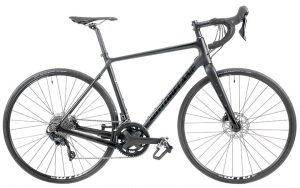  A sleek carbon-frame road bike built for speed and endurance on paved roads.